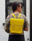 Handmade Leather City Backpack - Pastel Daffodil Yellow