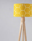 Yellow Drum Lampshade, White Hexagon Design Shade for Table, Floor or Ceiling Pendant Light
