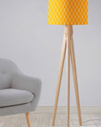 Yellow Drum Lampshade, White Geometric Design Shade for Table, Floor or Ceiling Pendant Light