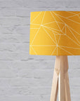 Yellow Drum Lampshade, White Geometric Line Design Shade for Table, Floor or Ceiling Pendant Light