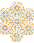 Luz yellow and white porcelain tile, premium anti-slip arabesque pattern for floors and walls, luxury outdoor and indoor use by Maria Starling Design at brixbailey.com