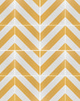 Luxury yellow stripe porcelain tile, durable indoor-outdoor chevron pattern, premium anti-slip grade, no sealing required by Maria Starling Design at brixbailey.com