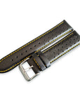 Black And Yellow Leather Rally Watch Strap