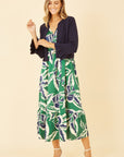 Yumi Navy Cropped Cardigan With Bell Sleeves