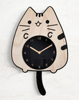 3D Wooden Cartoon Cat Wall Clock - Whimsical, Quiet, Educational Kids Room Decor by Baby Lamby at brixbailey.com
