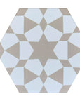 Luxury Zeena porcelain hexagon tiles, beige and white, Moroccan-inspired zellige pattern, anti-slip, indoor-outdoor use by Maria Starling Design at brixbailey.com