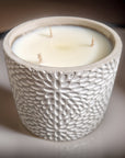 Luxury cement container candles, minimalist modern design, scented in vintage bookshop, zen, enchanted forest, rock salt amber, eco-friendly vegan by Ralph's Orchard at brixbailey.com