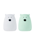 Set of Two Mini Bear Lights in White and Arctic Green