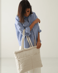 Almond Stripe Tote Nappy Bag (100% Cotton)