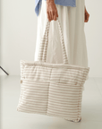 Almond Stripe Tote Nappy Bag (100% Cotton)