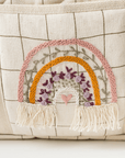 Hand Embroidered Rainbow Cotton Nappy Bag