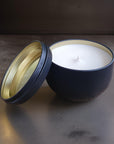 Vintage bookshop scented candle, luxury handmade soy wax candle with cashmere, leather, sandalwood, amber, vanilla, ginger, cozy autumn winter fragrance by Ralph's Orchard at brixbailey.com