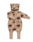 Eared Jumpsuit for Babies and Kids - Lion on Cacao