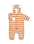 Winter Jumpsuit with Teddy Lining for Babies and Kids - Orange Dots