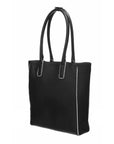 Black Piñatex™ Leather Piped Leather Day Tote Leather Day Tote - Brix and Bailey® - Contemporary Bag, Watch and Accessory Brand