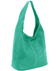 Turquoise Croc Print Leather Hobo Bag Brix and Bailey