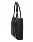 Black Piñatex™ Leather Piped Leather Day Tote Leather Day Tote - Brix and Bailey® - Contemporary Bag, Watch and Accessory Brand