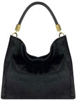 Black Calf Hair Leather Tassel Grab Bag | Biylx - Brix + Bailey