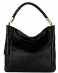 Black Calf Hair Leather Tassel Grab Bag | Biylx - Brix + Bailey