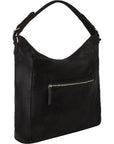 Black leather top handle shoulder bag by Brix + Bailey with silver hardware and removable tassel at www.brixbailey.com