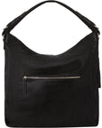 Black leather top handle shoulder bag by Brix + Bailey with silver hardware and removable tassel at www.brixbailey.com