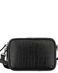 Black Croc Print Leather Crossbody Bag | Byrxi - Brix + Bailey