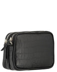 Black Croc Print Leather Crossbody Bag | Byrxi - Brix + Bailey