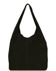 Black Soft Suede Leather Hobo Shoulder Bag - Brix + Bailey