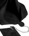 Black Soft Suede Leather Hobo Shoulder Bag - Brix + Bailey