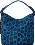 Blue Leopard Print Calf Hair Leather Top Handle Grab Bag - Brix + Bailey