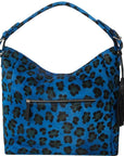 Blue Leopard Print Calf Hair Leather Top Handle Grab Bag - Brix + Bailey