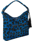 Blue Leopard Print Calf Hair Leather Top Handle Grab Bag - Brix + Bailey