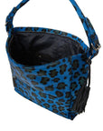Blue Leopard Print Calf Hair Leather Top Handle Grab Bag - Brix + Bailey