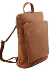 Camel Soft Pebbled Leather Pocket Backpack - Brix + Bailey