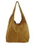 Camel Soft Suede Leather Hobo Shoulder Bag - Brix + Bailey