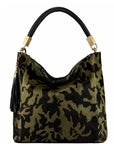 Camoflague Calf Hair Leather Tassel Grab Bag - Brix + Bailey