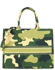 Camouflage Print Canvas Tote Book Shopper - Monochrome Structured Bag with Zip Top & Cross-Body Strap by Vodkablue at brixbailey.com