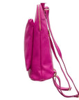 Fuchsia Soft Pebbled Leather Pocket Backpack - Brix + Bailey