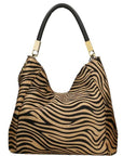 Gold Zebra Print Calf Hair Leather Tassel Grab Bag - Brix + Bailey