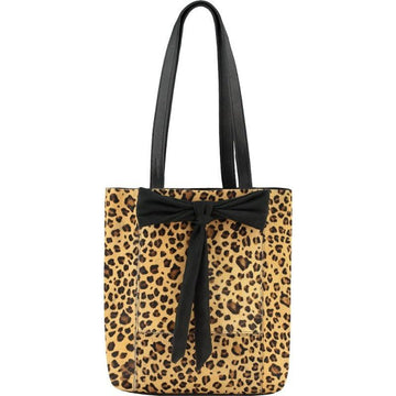 Leopard Print Bow Small Haircalf Leather Tote Bag - Brix + Bailey
