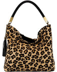 Leopard Print Calf Hair Leather Tassel Grab Bag - Brix + Bailey