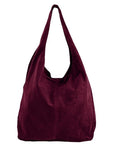 Maroon Soft Suede Hobo Shoulder Bag - Brix + Bailey