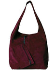 Maroon Soft Suede Hobo Shoulder Bag - Brix + Bailey