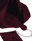 Maroon Soft Suede Hobo Shoulder Bag - Brix + Bailey