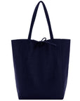 Navy Blue Pebbled Leather Tote Shopper - Brix + Bailey