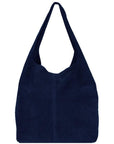 Navy Soft Suede Leather Hobo Shoulder Bag - Brix + Bailey