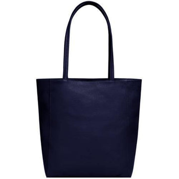 Navy Zip Top Leather Tote Shopper Bag - Brix + Bailey