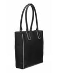 Black Piñatex™ Leather Piped Leather Day Tote Leather Day Tote - Brix and Bailey® - Contemporary Bag, Watch and Accessory Brand