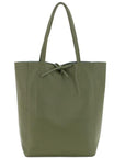Olive Pebbled Leather Tote Shopper - Brix + Bailey