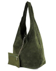 Olive Soft Suede Leather Hobo Shoulder Bag - Brix + Bailey